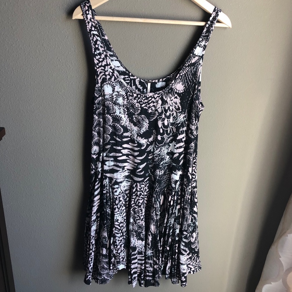 Free People Sleeveless Dress Black Purple Print